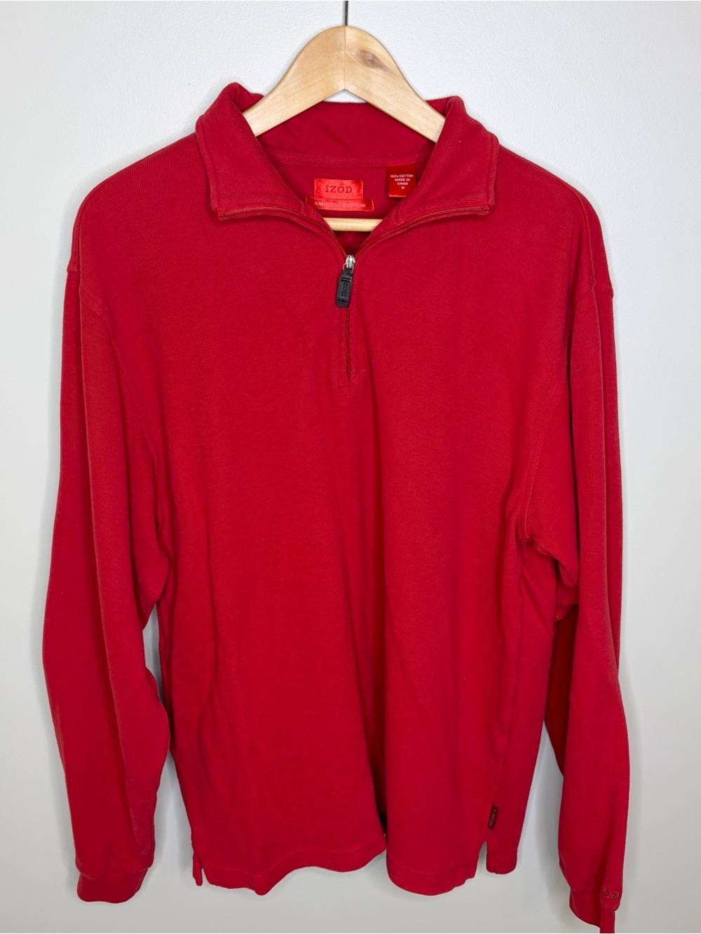 IZOD Men’s Red Cotton Quarter-Zip Medium